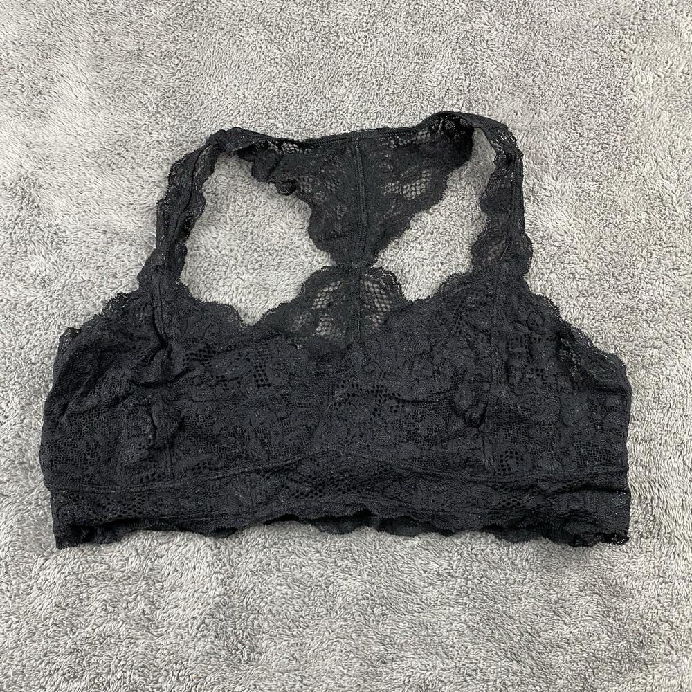 Express One Eleven Lace Racerack‎ Pullover Bralette Womens Large Black